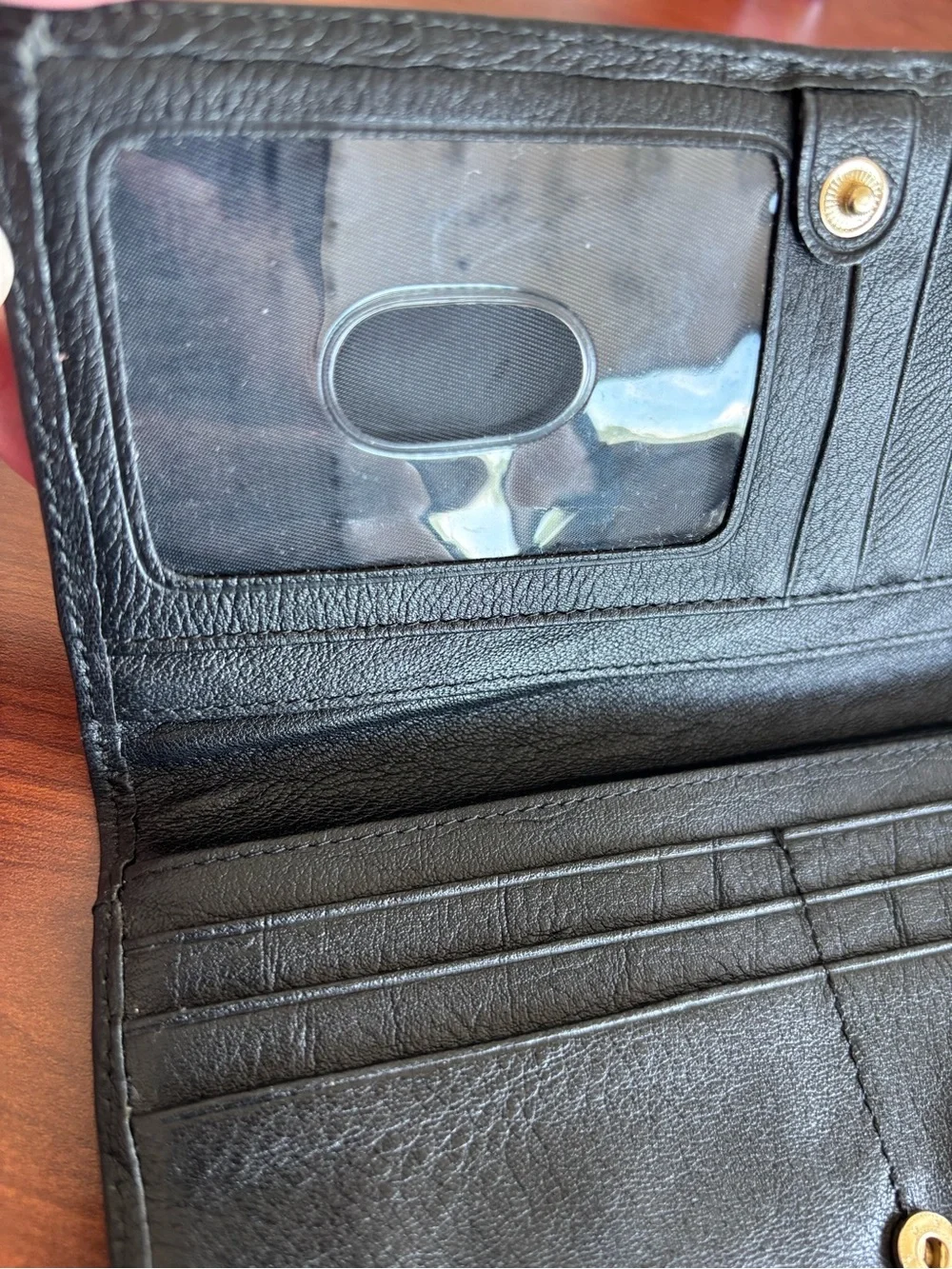 new Brahmin slim bifold smooth black leather wallet